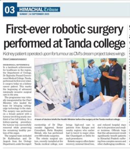 First Robotic Urology Cancer Surgery Performed By Dr Dharmender Aggarwal At Tanda
