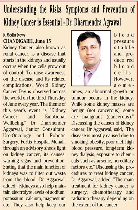 Best robotic kidney cancer surgery in north india - world kidney cancer day