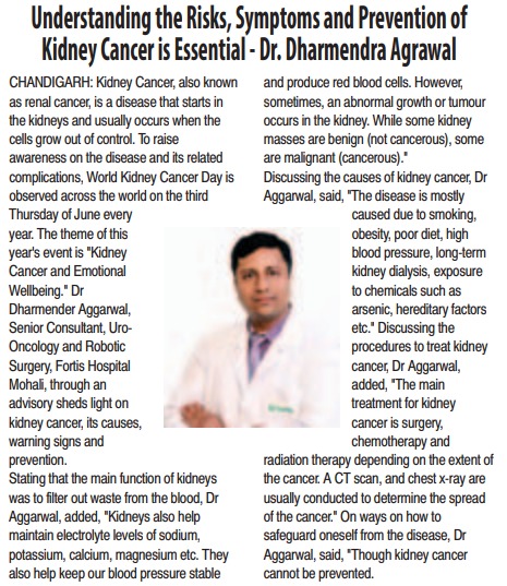 Best robotic kidney cancer surgery in north india - world kidney cancer day