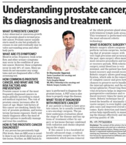 Times of India article about prostate cancer awareness by Dr Dharmender Aggarwal