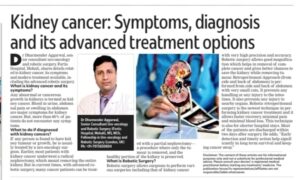 Times of India article about Kidney cancer awareness by Dr Dharmender Aggarwal